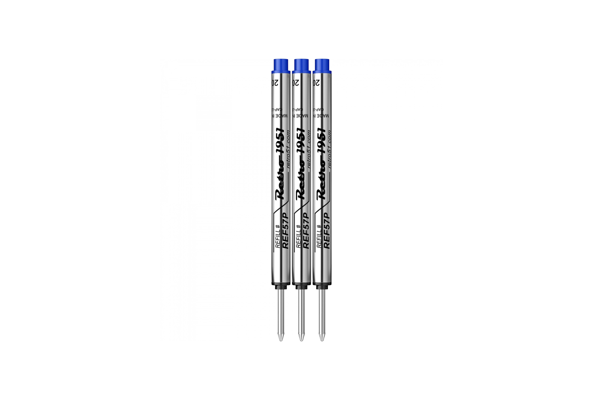 Retro 51 - Capless Blue Rollerball Refill - Medium - 3 pieces
