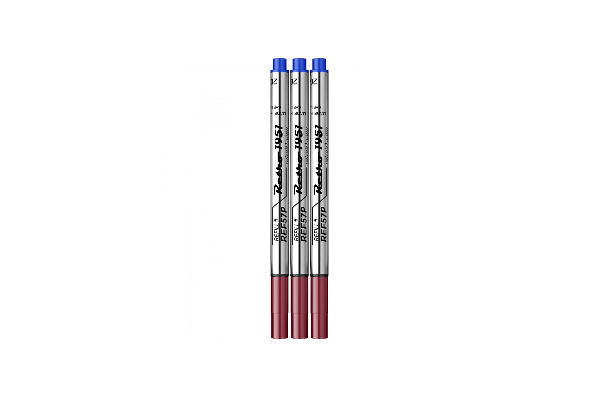 Retro 51 - Capless Blue Rollerball Refill - Medium - 3 pieces