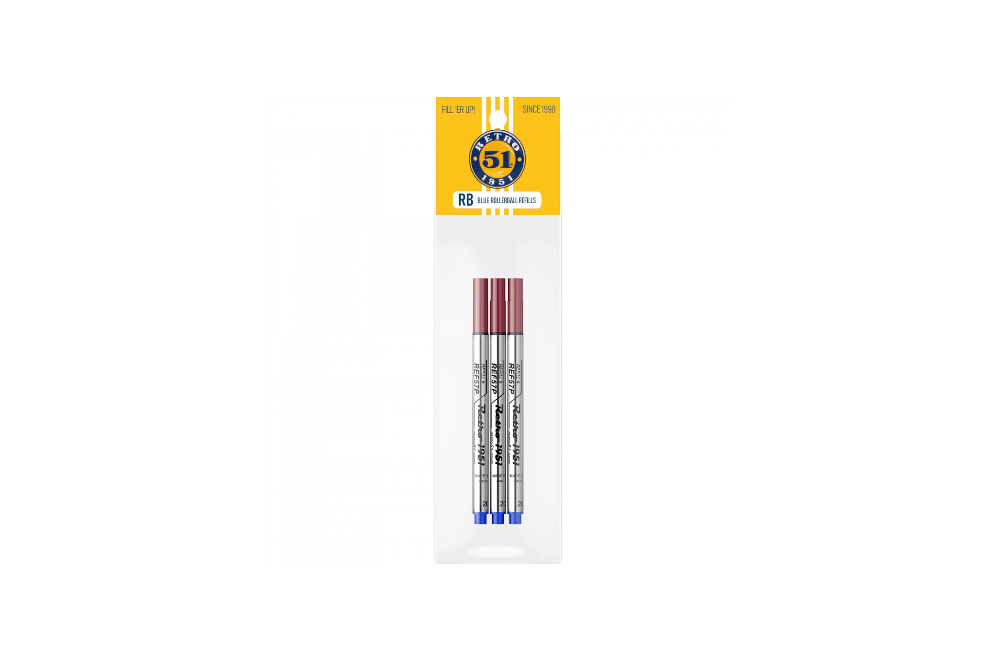 Retro 51 - Capless Blue Rollerball Refill - Medium - 3 pieces