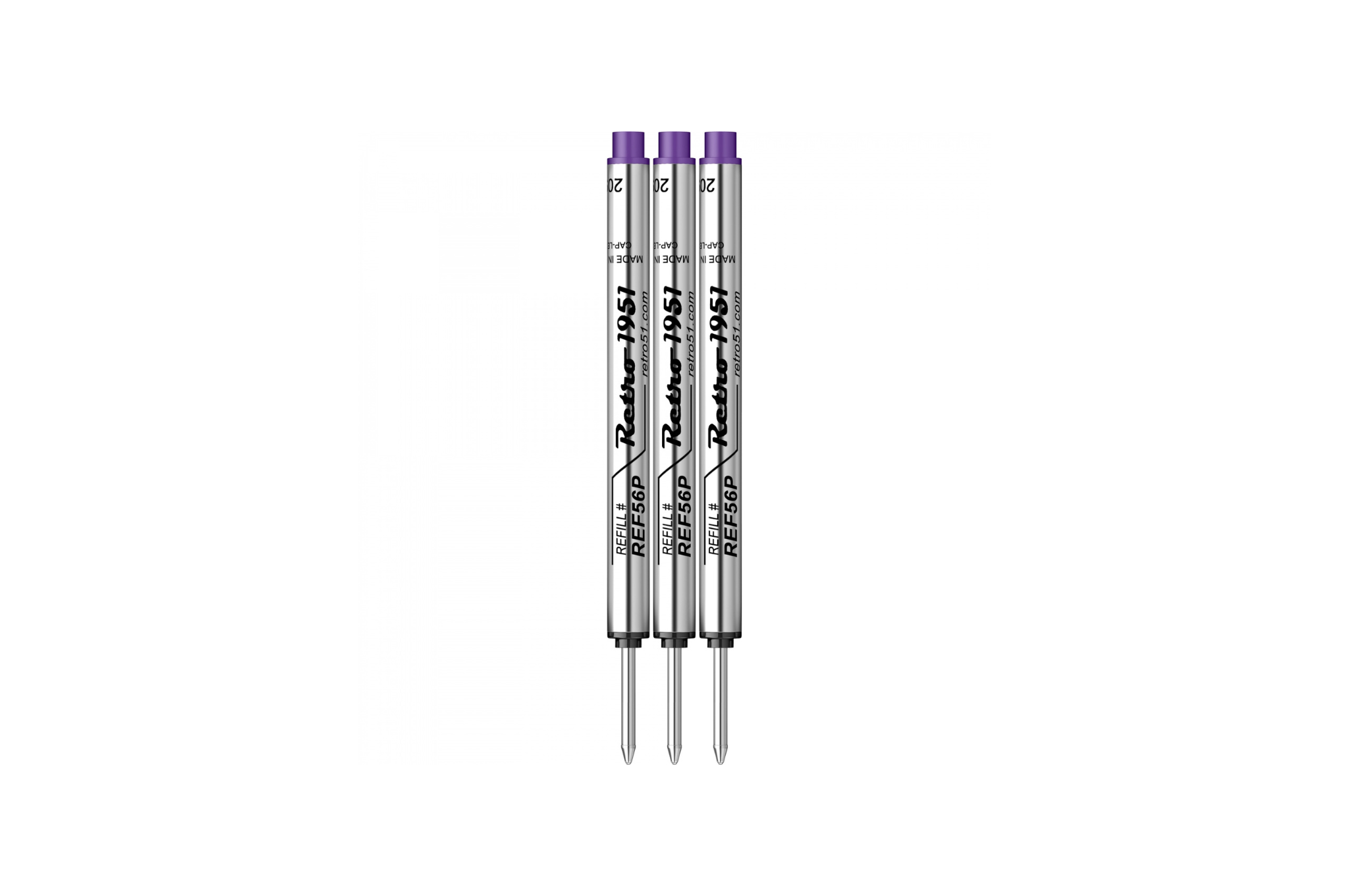 Retro 51 - Capless Purple Pen Refill - Medium - 3 pieces