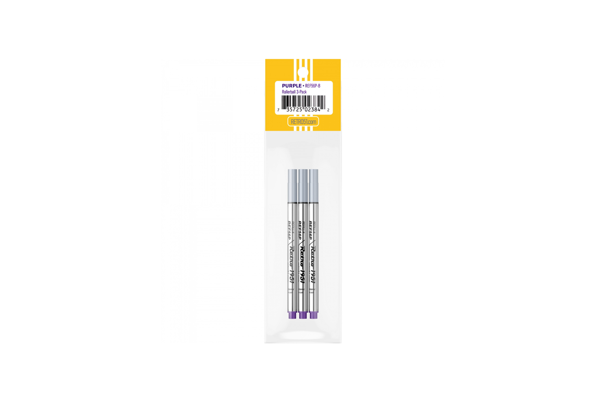 Retro 51 - Capless Purple Pen Refill - Medium - 3 pieces