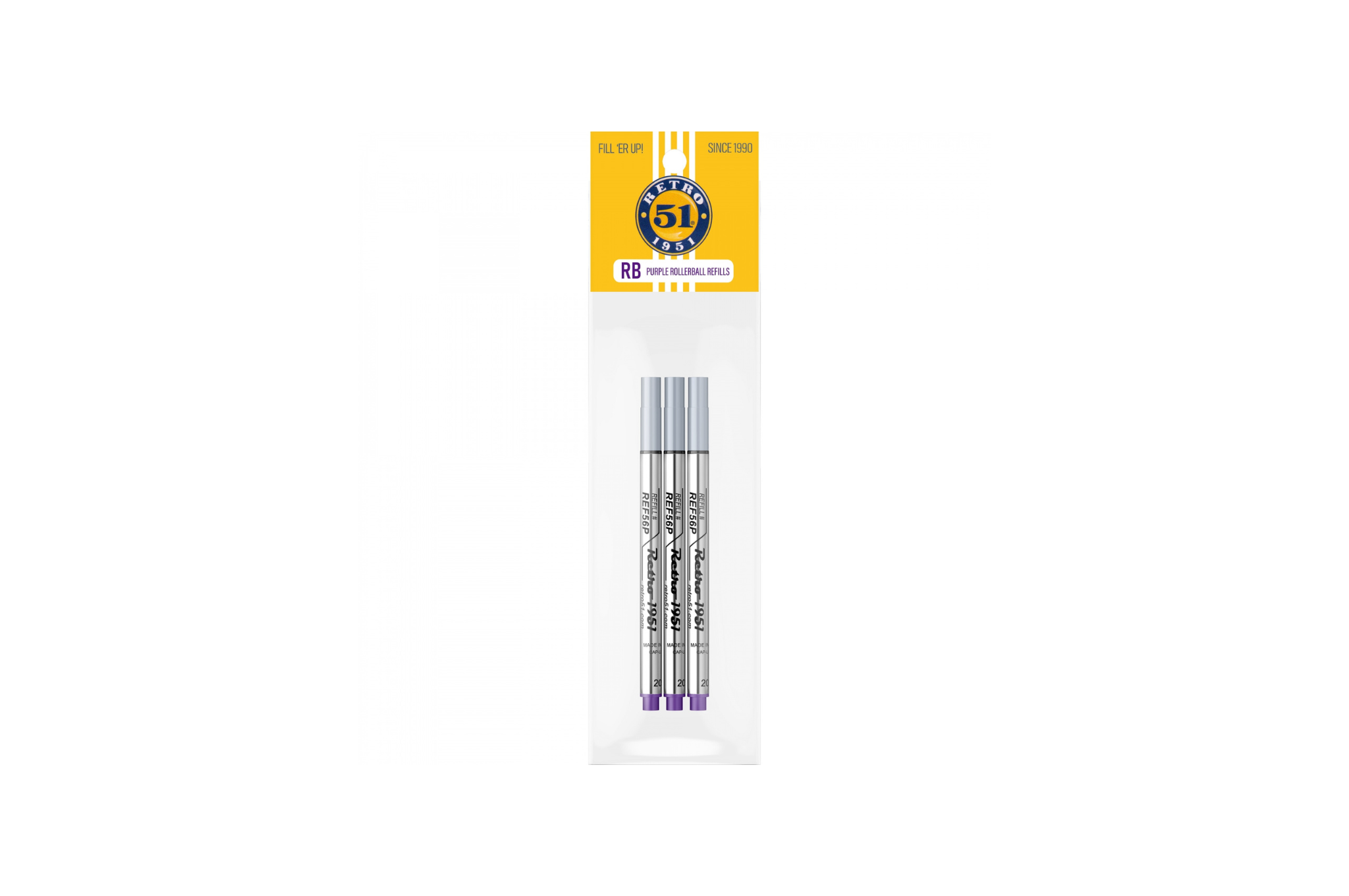Retro 51 - Capless Purple Pen Refill - Medium - 3 pieces