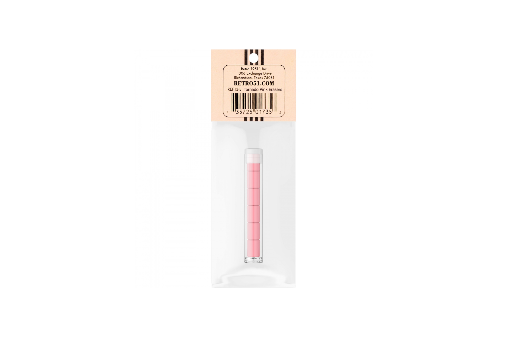 Retro 51 - Pink Eraser for Tornado Pencil - 6 pieces