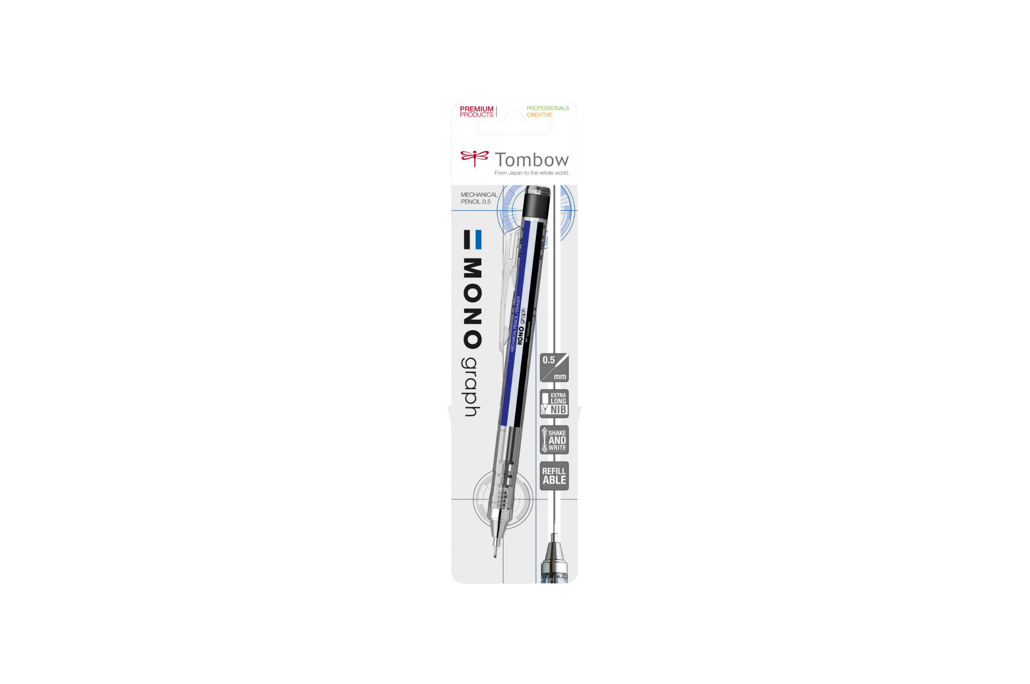 Tombow - Mono Graph Pencil | White Blue Black 0.5