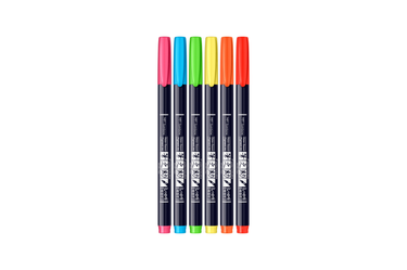 Tombow - Fudenosuke Hard Small Tip Calligraphy Pen | Neon - Set of 6
