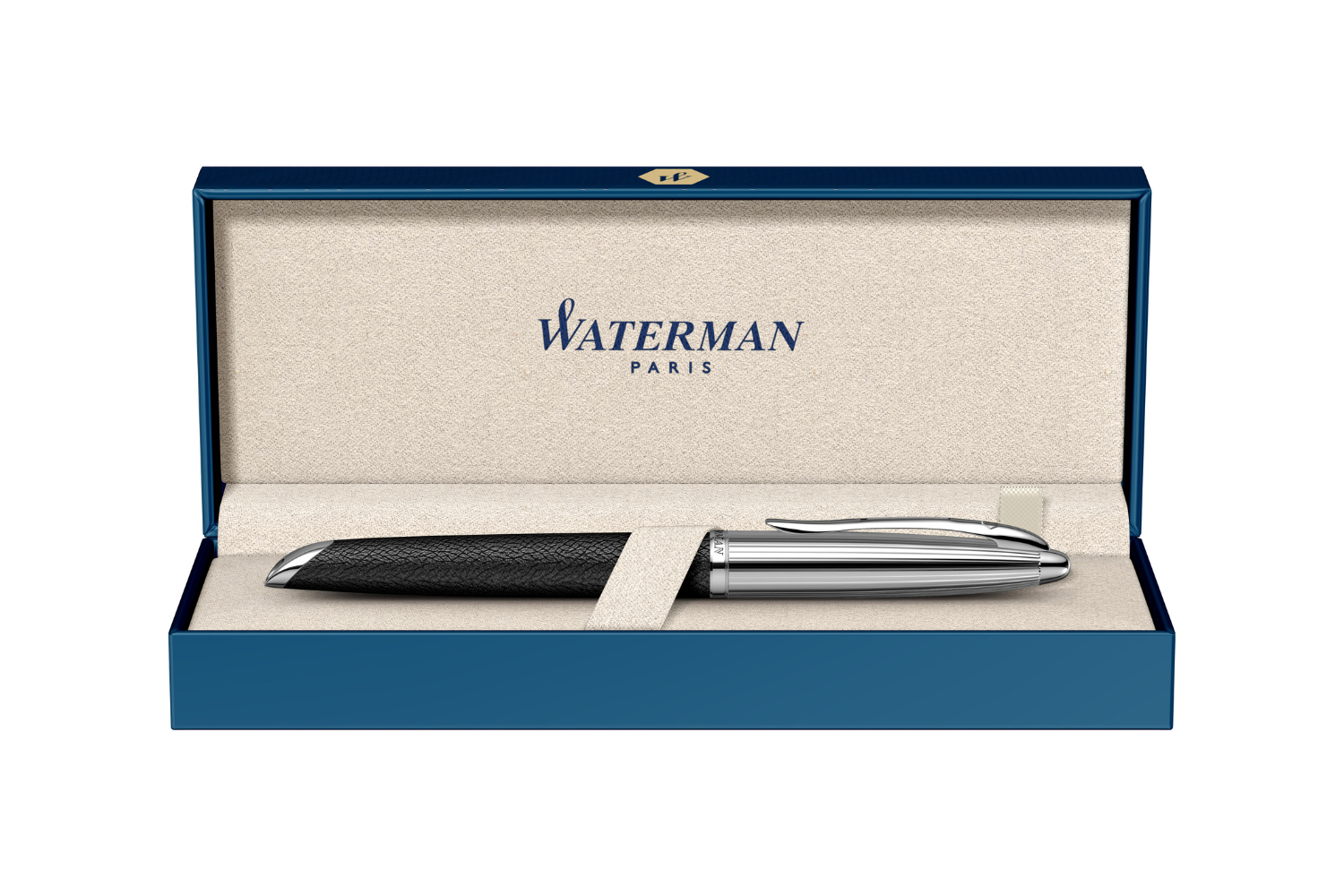 Waterman - Carene Leather | Black - Silver Trim |